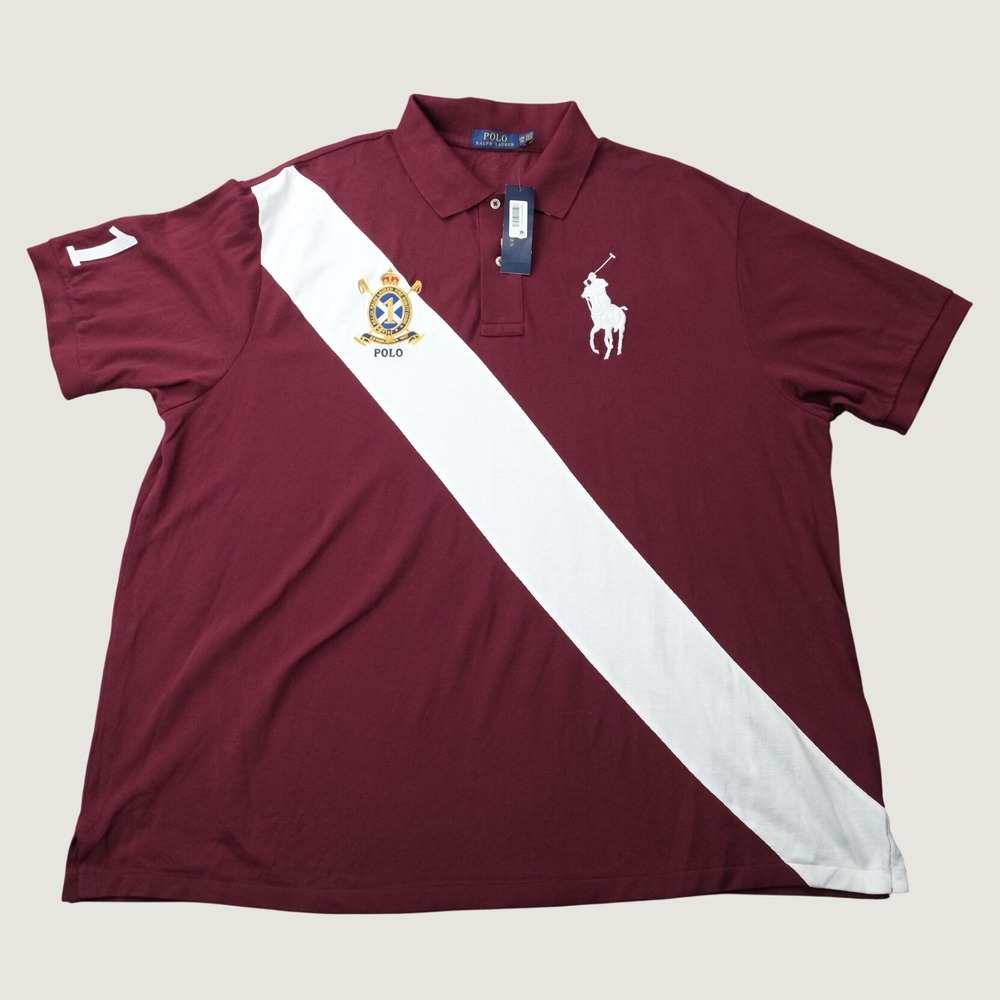 Polo Ralph Lauren Polo Shirt Classic Fit 2XB Burgundy Crest Cotton Mesh NWT